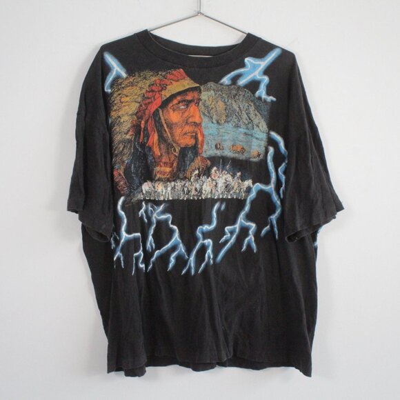 Vintage Tour Champ American Thunder Native American Chief Graphic Tee Shirt XXL - Picture 1 of 4